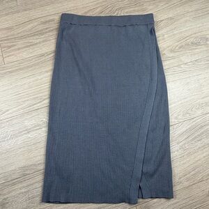 Abercrombie Fitch‎ Ribbed Midi Skirt Slate Blue Side Slit Women's Size S